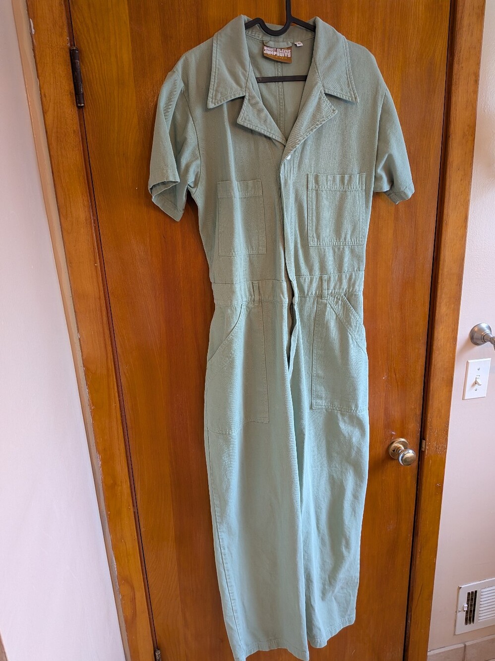 Seafoam Green Short-Sleeve Jumpsuit